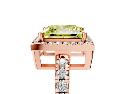 Rose gold Fancy Yellow Princess Cut Diamond Halo Ring with Pavé Band and Four-Prong Setting_5