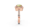 Rose gold Fancy Yellow Princess Cut Diamond Halo Ring with Pavé Band and Prong Setting_2