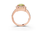 Rose gold Fancy Yellow Princess Cut Diamond Halo Ring with Pavé Band and Prong Setting_3