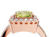 Rose gold Fancy Yellow Princess Cut Diamond Halo Ring with Pavé Band and Prong Setting_4