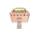 Rose gold Fancy Yellow Princess Cut Diamond Halo Ring with Pavé Band and Prong Setting_5