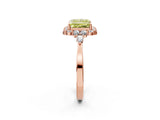 Rose gold Fancy Yellow Princess Cut Diamond Halo Ring with Pear Side Stones and Prong Setting_18
