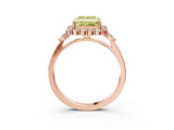 Rose gold Fancy Yellow Princess Cut Diamond Halo Ring with Pear Side Stones and Prong Setting_19
