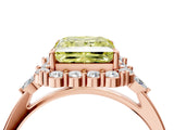 Rose gold Fancy Yellow Princess Cut Diamond Halo Ring with Pear Side Stones and Prong Setting_20