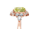 Rose gold Fancy Yellow Princess Cut Diamond Halo Ring with Pear Side Stones and Prong Setting_21