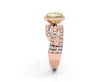 Rose gold Fancy Yellow Princess Cut Diamond Halo Ring with Round Split Shank and Prong Setting_38