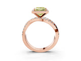 Rose gold Fancy Yellow Princess Cut Diamond Halo Ring with Round Split Shank and Prong Setting_39