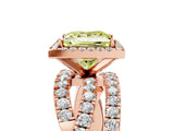 Rose gold Fancy Yellow Princess Cut Diamond Halo Ring with Round Split Shank and Prong Setting_41