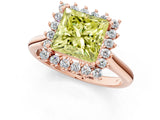 Rose gold Fancy Yellow Princess  Cut Diamond Halo Ring with Solitaire Band and Prong Setting_31