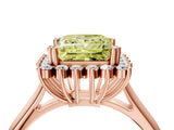 Rose gold Fancy Yellow Princess  Cut Diamond Halo Ring with Solitaire Band and Prong Setting_34