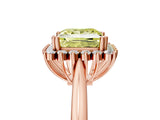 Rose gold Fancy Yellow Princess  Cut Diamond Halo Ring with Solitaire Band and Prong Setting_35