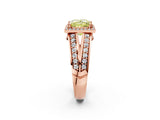 Rose gold Fancy Yellow Princess Cut Diamond Halo Ring with Split Shank Pavé Band and Four-Prong Setting_2