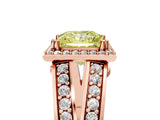 Rose gold Fancy Yellow Princess Cut Diamond Halo Ring with Split Shank Pavé Band and Four-Prong Setting_5