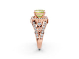 Rose gold Fancy Yellow Princess Cut Diamond Halo Ring with Split Shank and Bezel Accents and Four-Prong Setting_2
