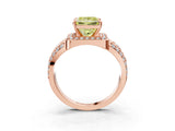 Rose gold Fancy Yellow Princess Cut Diamond Halo Ring with Split Shank and Bezel Accents and Four-Prong Setting_3