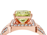 Rose gold Fancy Yellow Princess Cut Diamond Halo Ring with Split Shank and Bezel Accents and Four-Prong Setting_4