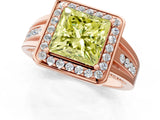 Rose gold Fancy Yellow Princess Cut Diamond Halo Ring with Split Shank and Bezel Accents and Prong Setting_1