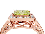 Rose gold Fancy Yellow Princess Cut Diamond Halo Ring with Split Shank and Bezel Accents and Prong Setting_4