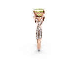 Rose gold Fancy Yellow Princess Cut Diamond  Halo Twist Band Solitaire Prong Setting Ring_26