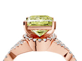 Rose gold Fancy Yellow Princess Cut Diamond  Halo Twist Band Solitaire Prong Setting Ring_28