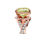 Rose gold Fancy Yellow Princess Cut Diamond  Halo Twist Band Solitaire Prong Setting Ring_29