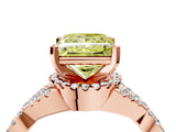 Rose gold Fancy Yellow Princess Cut Diamond  Halo Twist Band Solitaire Prong Setting Ring_52