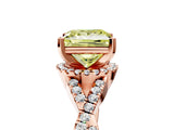 Rose gold Fancy Yellow Princess Cut Diamond  Halo Twist Band Solitaire Prong Setting Ring_53