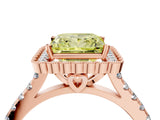 Rose gold Fancy Yellow Princess  Cut Diamond Milgrain Floral Halo Engagement Ring with Pavé Band_19