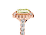 Rose gold Fancy Yellow Princess  Cut Diamond Milgrain Floral Halo Engagement Ring with Pavé Band_20