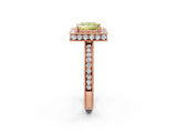 Rose gold Fancy Yellow Princess Cut Diamond Milgrain Halo Engagement Ring with Round Pavé Band and Prong Setting_26
