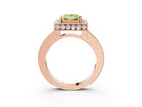 Rose gold Fancy Yellow Princess Cut Diamond Milgrain Halo Engagement Ring with Round Pavé Band and Prong Setting_27