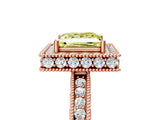 Rose gold Fancy Yellow Princess Cut Diamond Milgrain Halo Engagement Ring with Round Pavé Band and Prong Setting_29