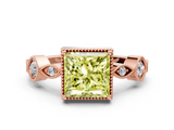 Rose gold Fancy Yellow Princess  Cut Diamond Milgrain Marquise Band with Prong Setting_3
