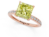 Rose gold Fancy Yellow Princess  Cut Diamond Pavé Band Ring with Four-Prong Setting_1