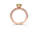 Rose gold Fancy Yellow Princess Cut Diamond Pavé Band Solitaire Ring with Prong Setting_20
