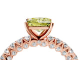 Rose gold Fancy Yellow Princess Cut Diamond Pavé Band Solitaire Ring with Prong Setting_21