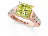 Rose gold Fancy Yellow Princess  Cut Diamond Pavé Band Solitaire with Four-Prong Setting_16