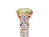 Rose gold Fancy Yellow Princess  Cut Diamond Pavé Band Solitaire with Four-Prong Setting_20