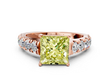 Rose gold Fancy Yellow Princess  Cut Diamond Pavé Band Solitaire with Four-Prong Setting_3