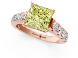 Rose gold Fancy Yellow Princess  Cut Diamond Pavé Band Solitaire with Four-Prong Setting_4