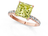 Rose gold Fancy Yellow Princess  Cut Diamond Pavé Band Solitaire with Four-Prong Setting_4
