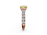 Rose gold Fancy Yellow Princess  Cut Diamond Pavé Band Solitaire with Four-Prong Setting_5