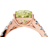 Rose gold Fancy Yellow Princess  Cut Diamond Pavé Band Solitaire with Four-Prong Setting_7