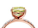 Rose gold Fancy Yellow Princess  Cut Diamond Pavé Band Solitaire with Four-Prong Setting_7