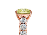 Rose gold Fancy Yellow Princess  Cut Diamond Pavé Band Solitaire with Four-Prong Setting_8