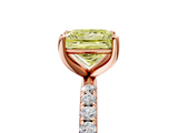 Rose gold Fancy Yellow Princess  Cut Diamond Pavé Band Solitaire with Four-Prong Setting_8