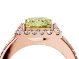 Rose gold Fancy Yellow Princess Cut Diamond Pavé Halo Ring with Four-Prong Setting_21