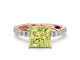 Rose gold Fancy Yellow Princess Cut Diamond Pavé Solitaire Engagement Ring with Four-Prong Setting_17