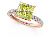 Rose gold Fancy Yellow Princess Cut Diamond Pavé Solitaire Engagement Ring with Four-Prong Setting_18