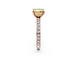 Rose gold Fancy Yellow Princess Cut Diamond Pavé Solitaire Ring with Round Band and Prong Setting_14